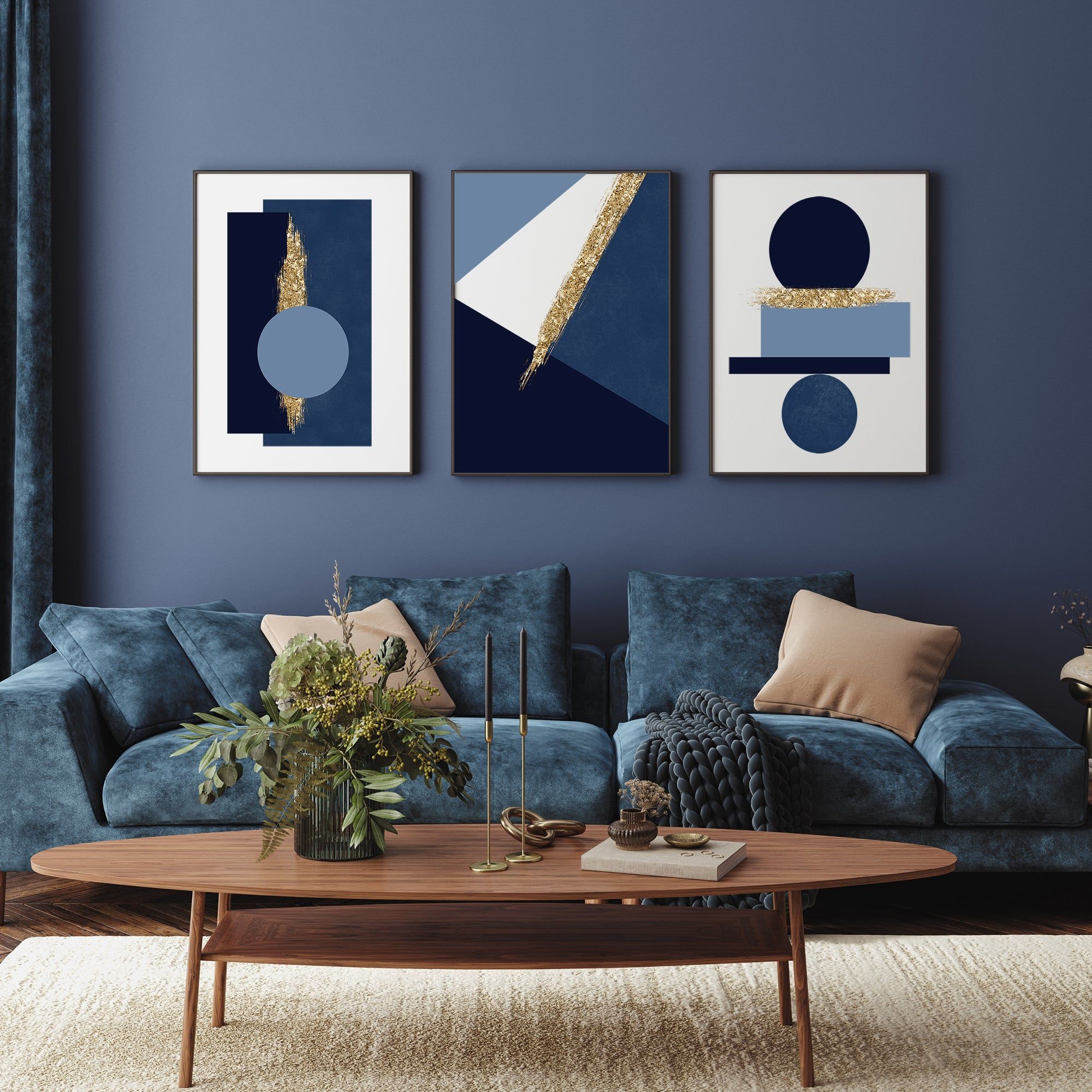 Blue and Gold Living Room