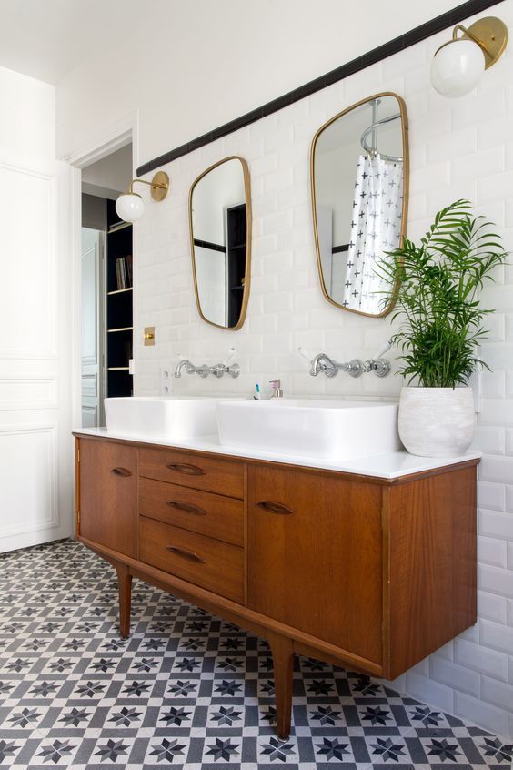 Contemporary Bathroom Vanities Featuring sleek Square Sinks