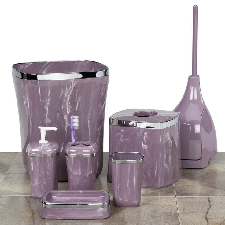 Elegant Bathroom Decor: Purple and Black Matching Sets