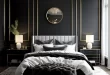 black white and gold bedroom decor