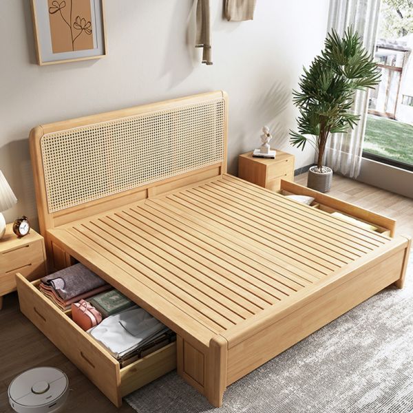 Elegant Queen Platform Bed with Spacious Storage and Stylish Headboard