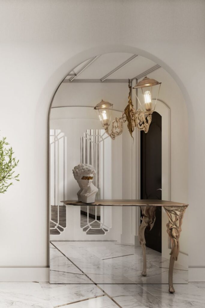 Modern Console Table With Mirror Set