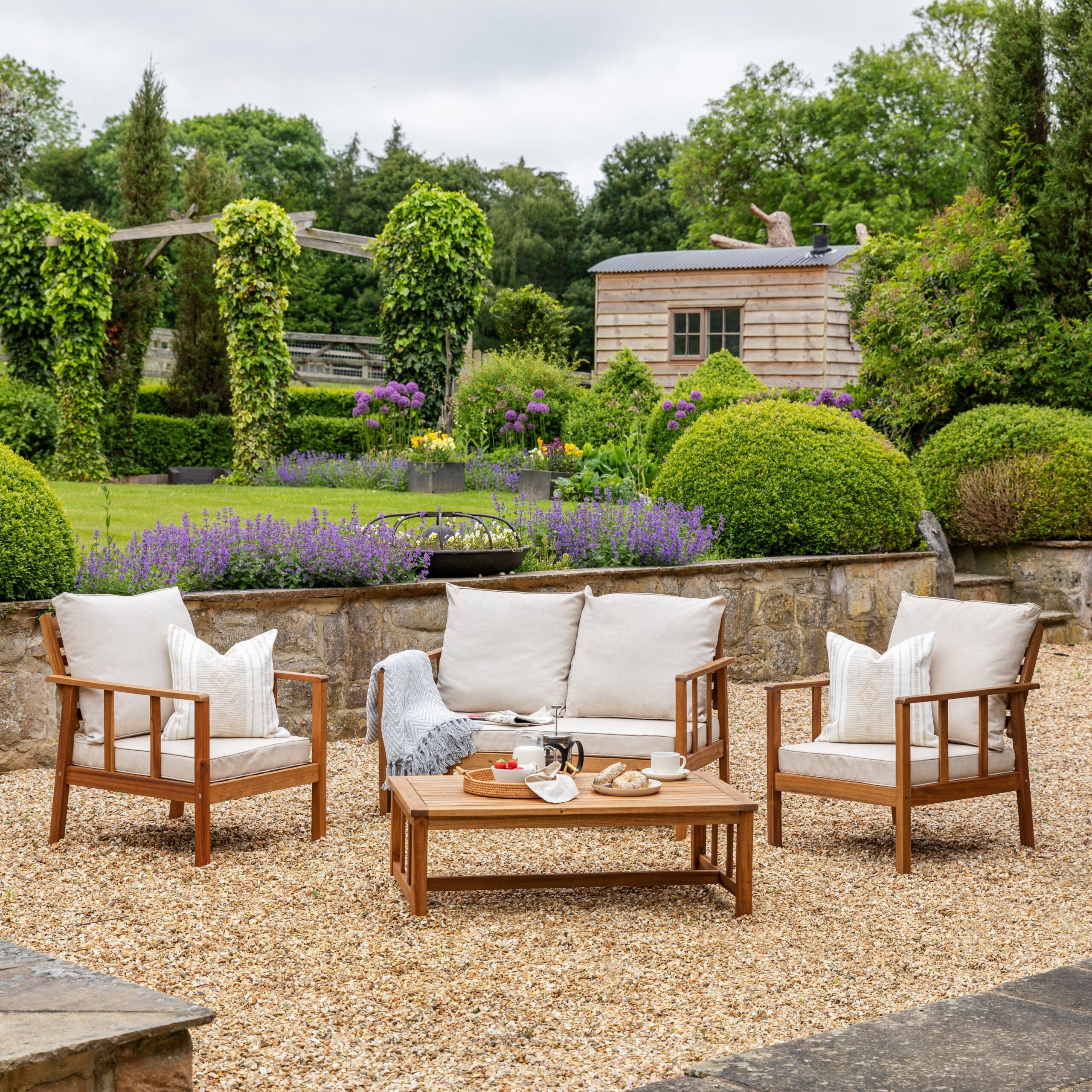 Elevate Your Living Space with a Classic Wooden Frame Sofa and Plush Cushions