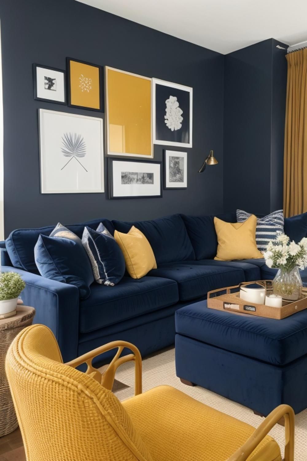 Blue and Gold Living Room