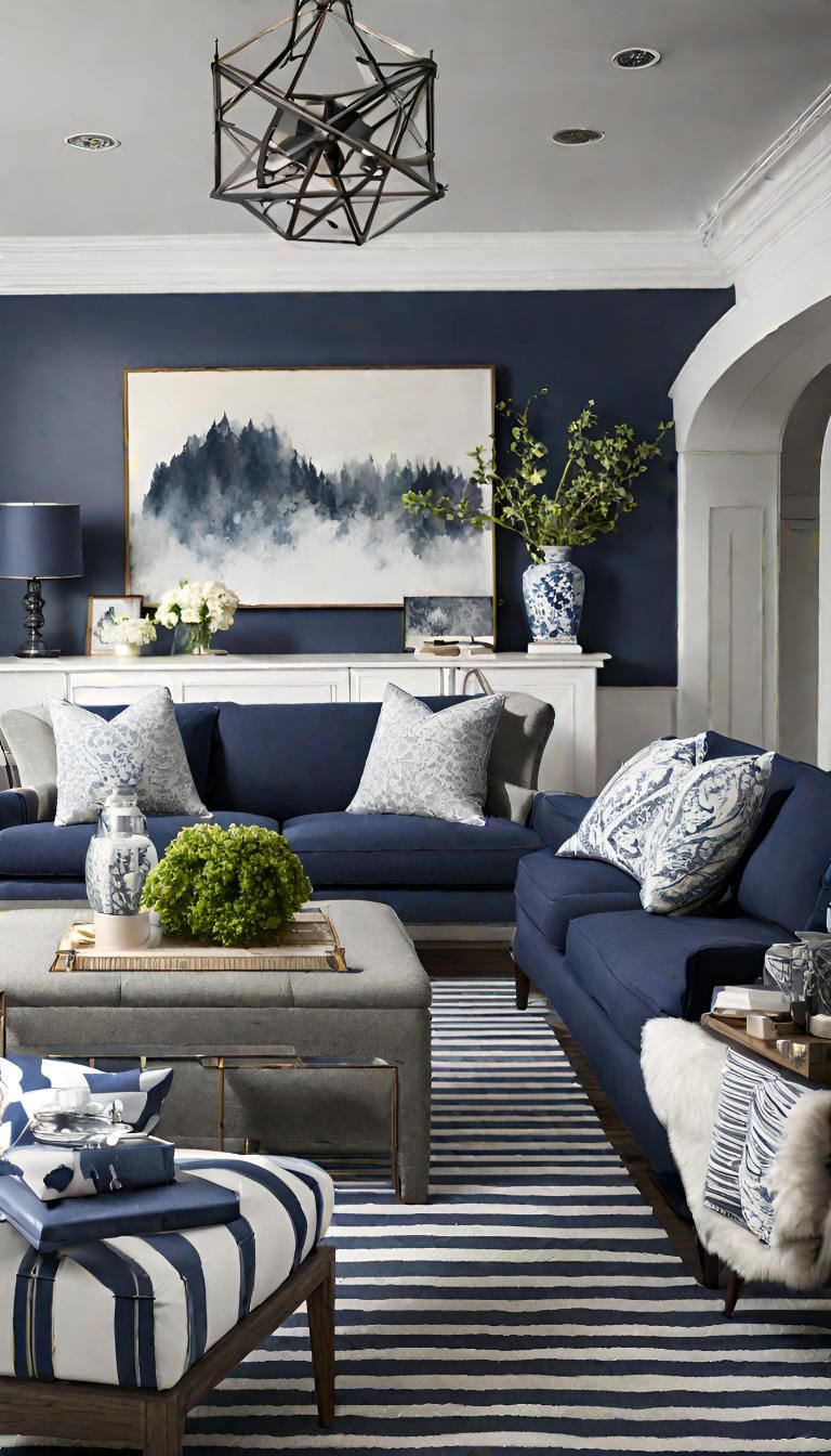 Blue and Gold Living Room