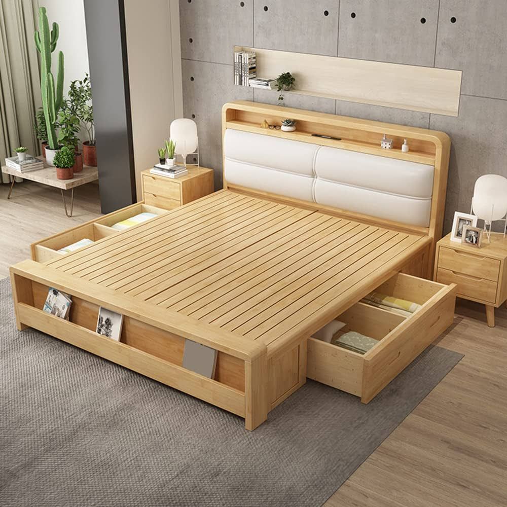 bed frame with headboard storage