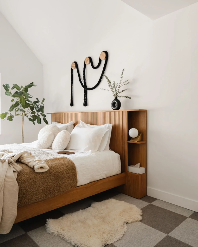 bed frame with headboard storage