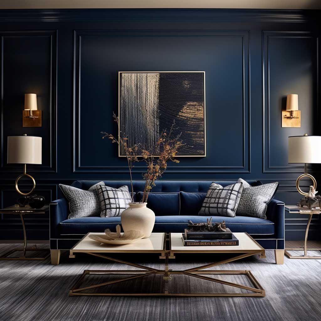 Blue and Gold Living Room