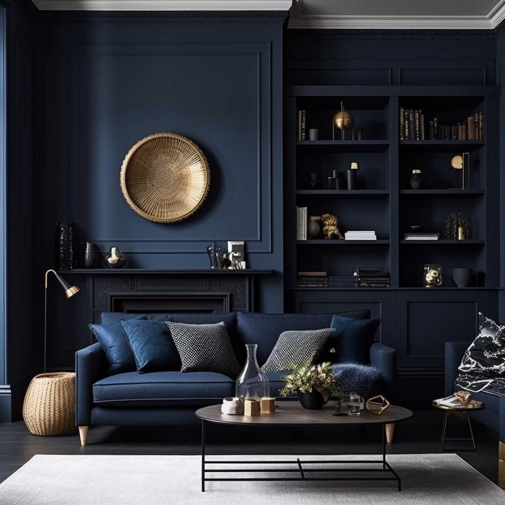 Blue and Gold Living Room