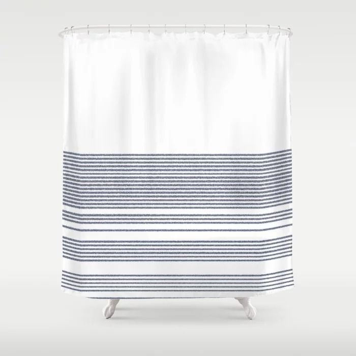 Stylish Blue and White Striped Shower Curtain: Elevate Your Bathroom Décor