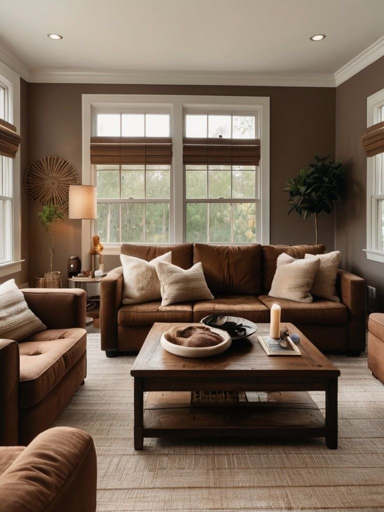 Stylish and Cozy Brown Couch Living Room Decorating Ideas