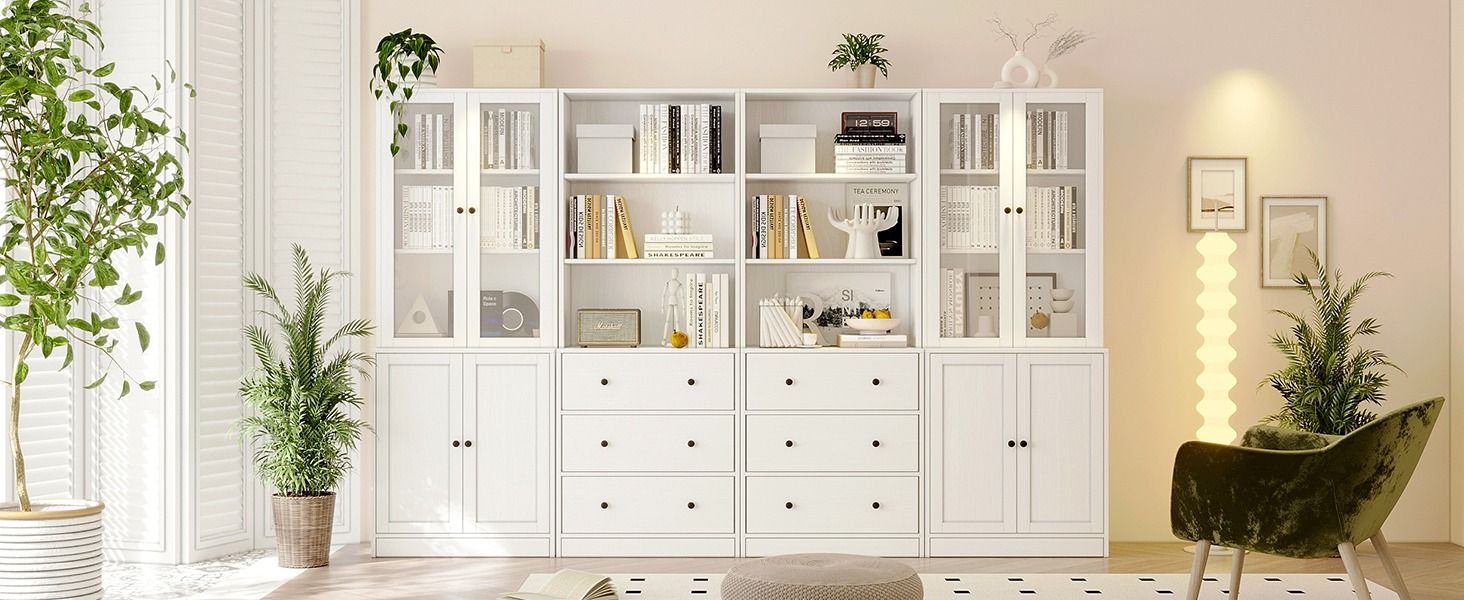 The Elegance of Bookcases with Glass Doors and Drawers