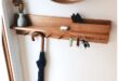 entryway mirror with hooks and shelf