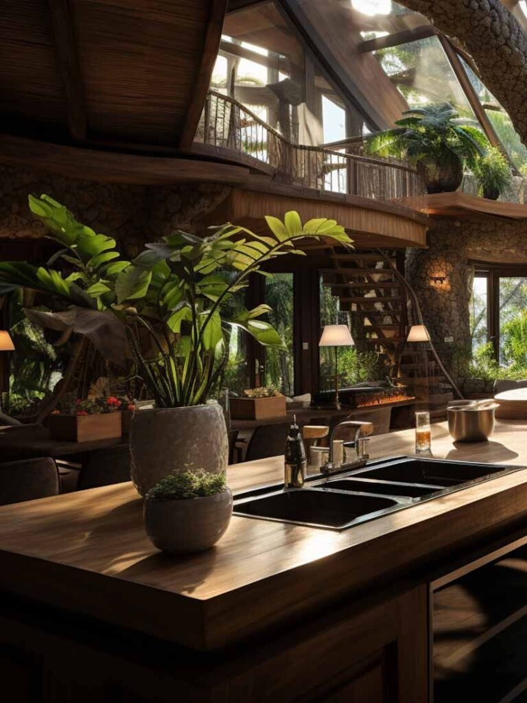 Tropical Kitchen Island Decor