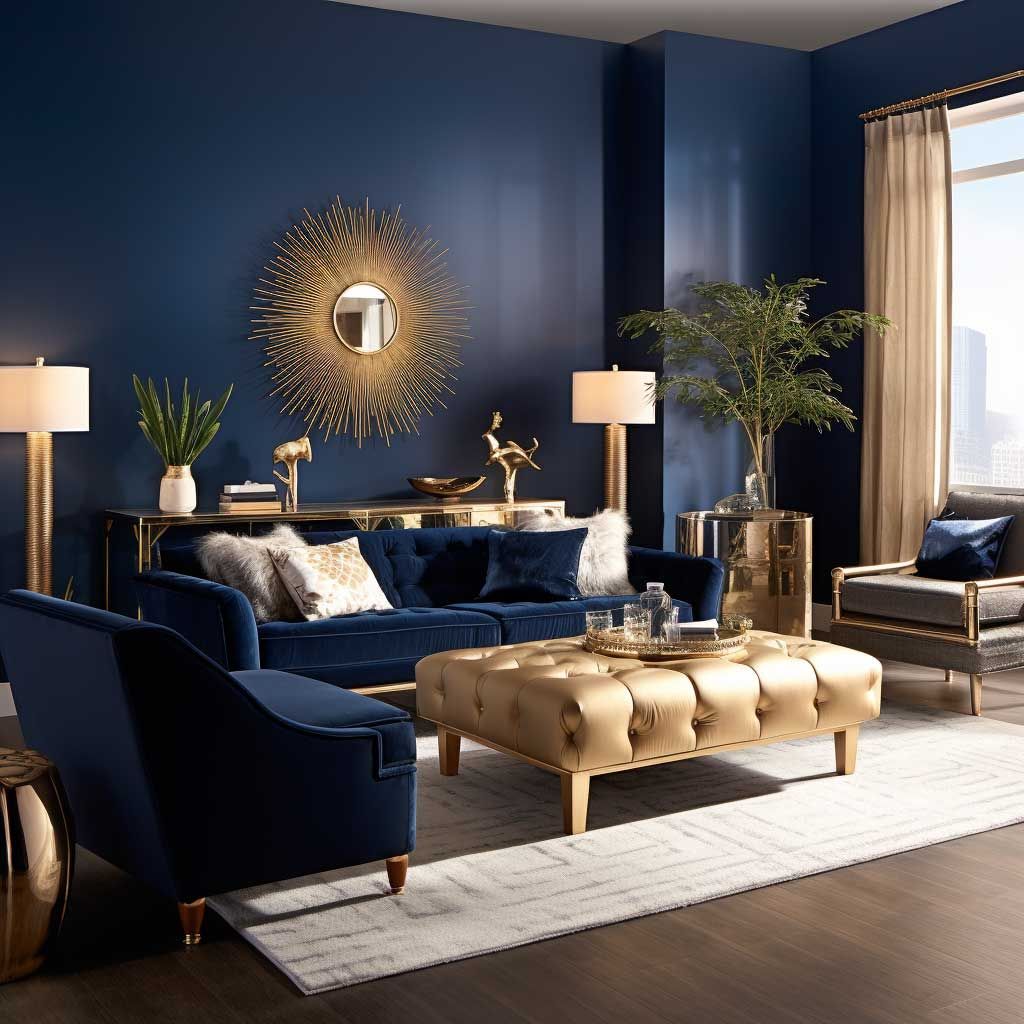 Blue and Gold Living Room