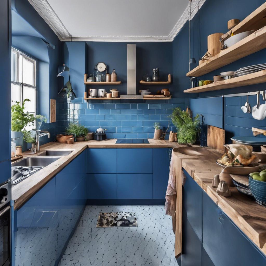- Utilizing Bold Blue Colors for Small Kitchen Spaces
