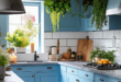 Blissful Blue: Crafting a Cozy Small Kitchen Design