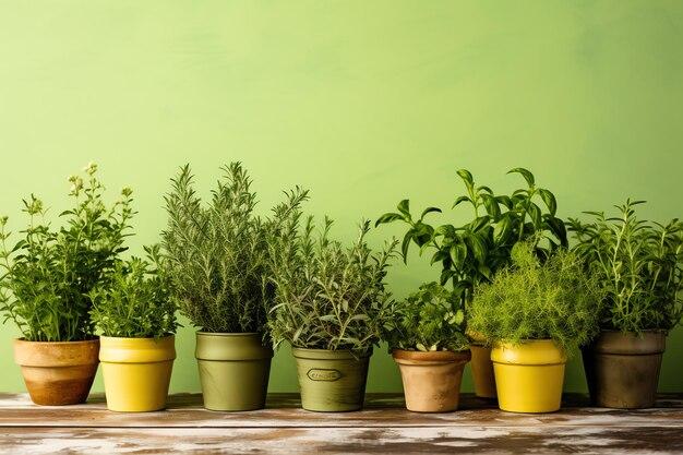 Fresh herbs in pots bring life and fragrance to a country kitchen