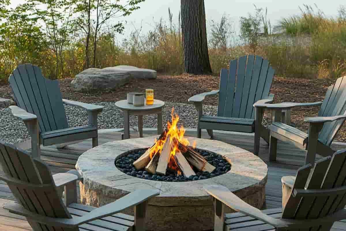 Fire pit centerpiece perfects your patio design for cozy evening conversations