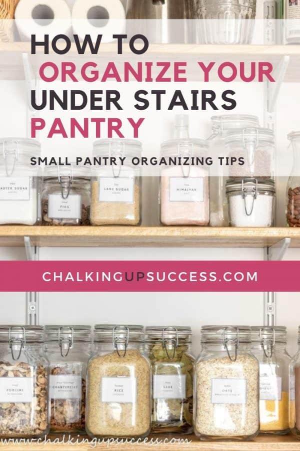 Use colorful containers to brighten up your Under Stairs Kitchen while‌ organizing