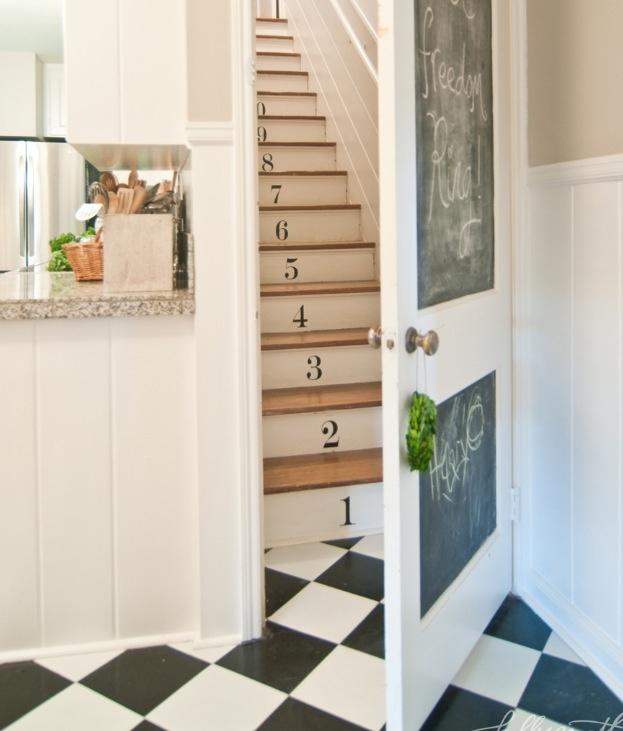 Include a chalkboard wall in your under stairs kitchen for notes and recipes