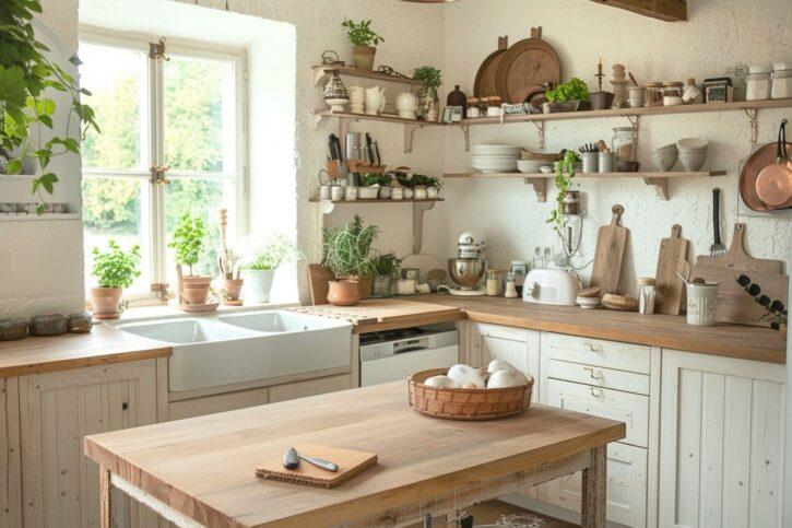 Cozy farmhouse table: The heart of a welcoming country⁢ kitchen experience