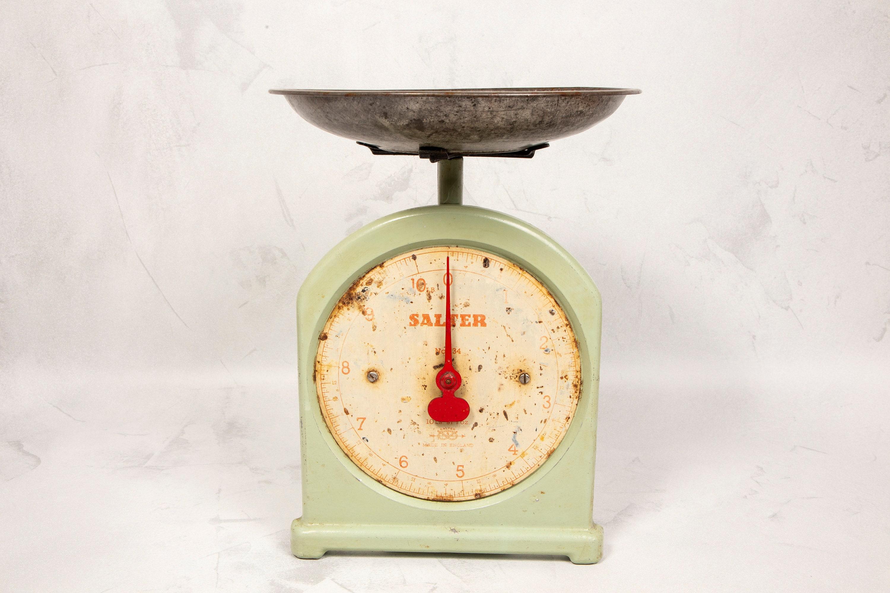 Vintage scales to create an authentic farmhouse kitchen feel while measuring ingredients