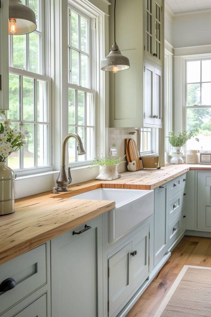 A large farmhouse sink ‍invites both functionality and rustic charm to your farmhouse kitchen