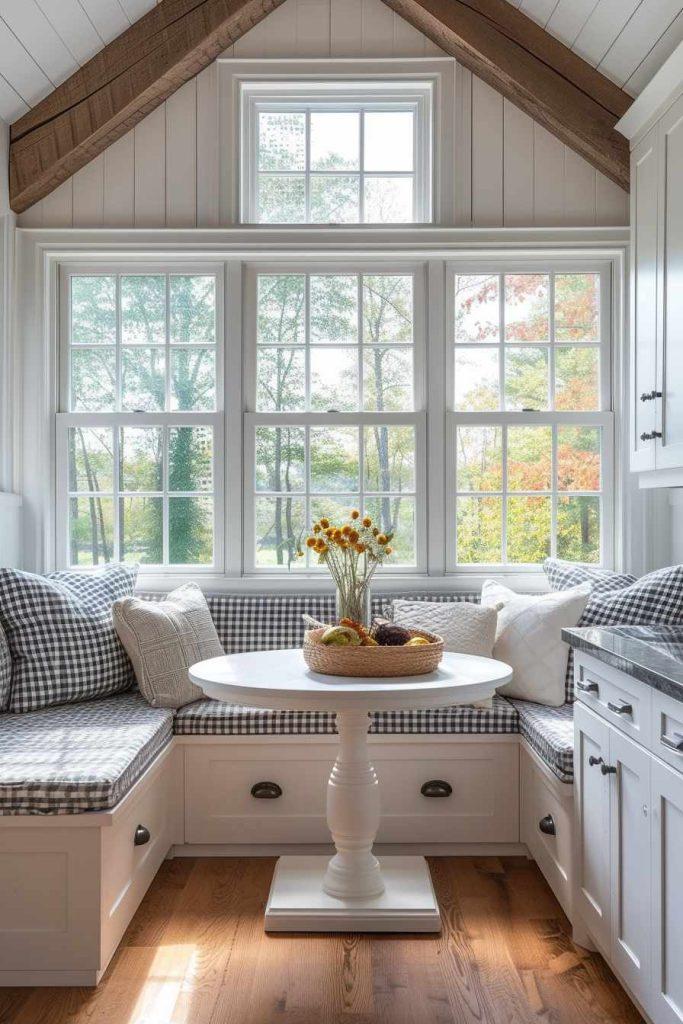 An inviting breakfast nook creates a cozy ⁤corner in your country kitchen