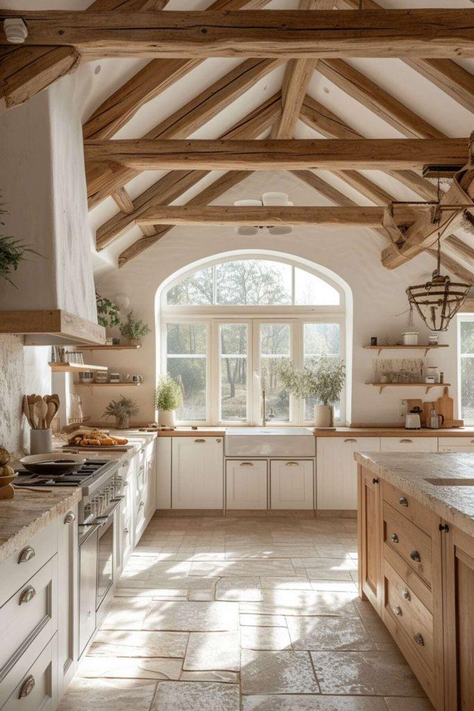 Flooring⁤ choices⁣ like reclaimed​ wood or stone add rustic elegance to a farmhouse kitchen