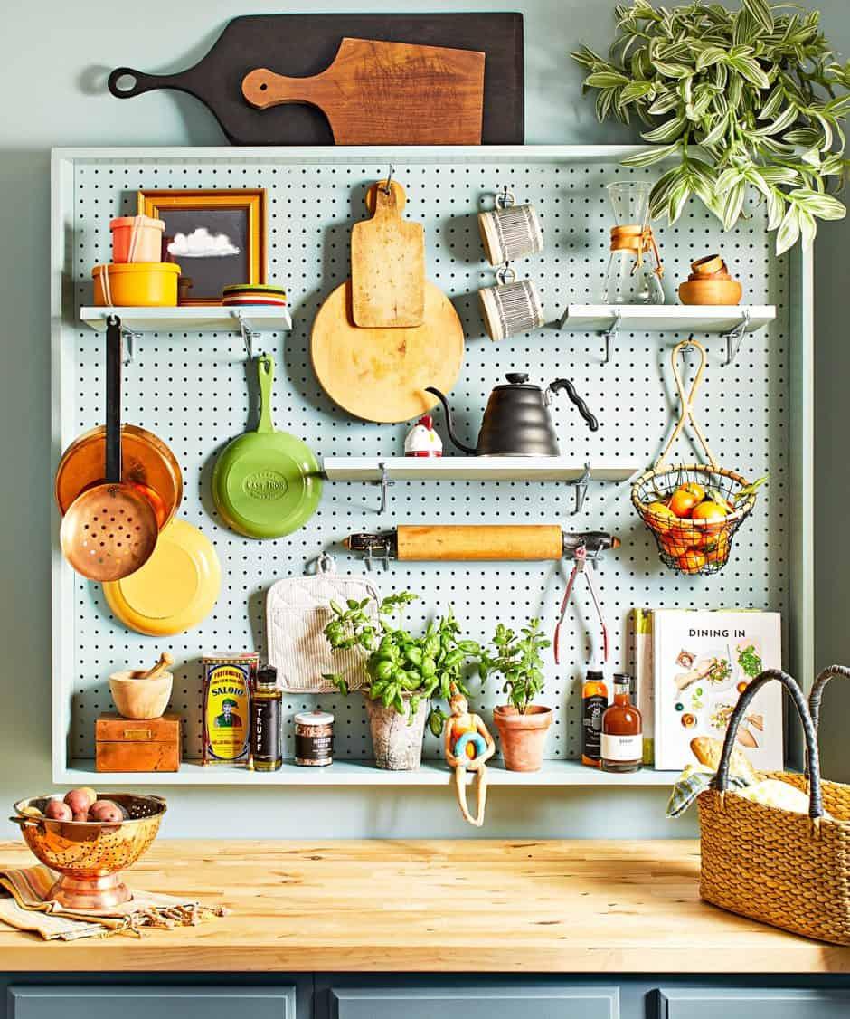 Use a ‌pegboard for flexibility with tools in your galley kitchen