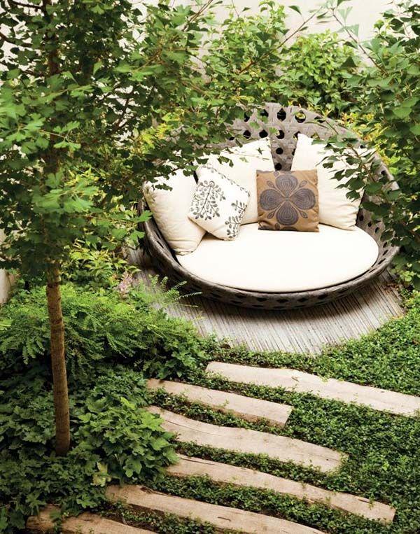 Transform an unused corner into a cozy reading nook with imaginative patio design