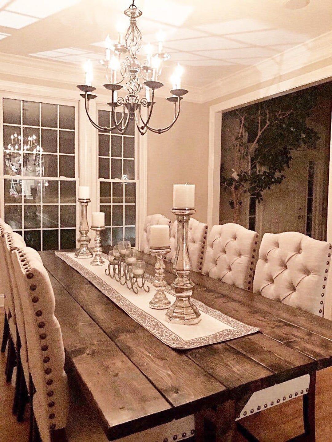 A large ‍farmhouse dining table for family gatherings ⁢and casual meals