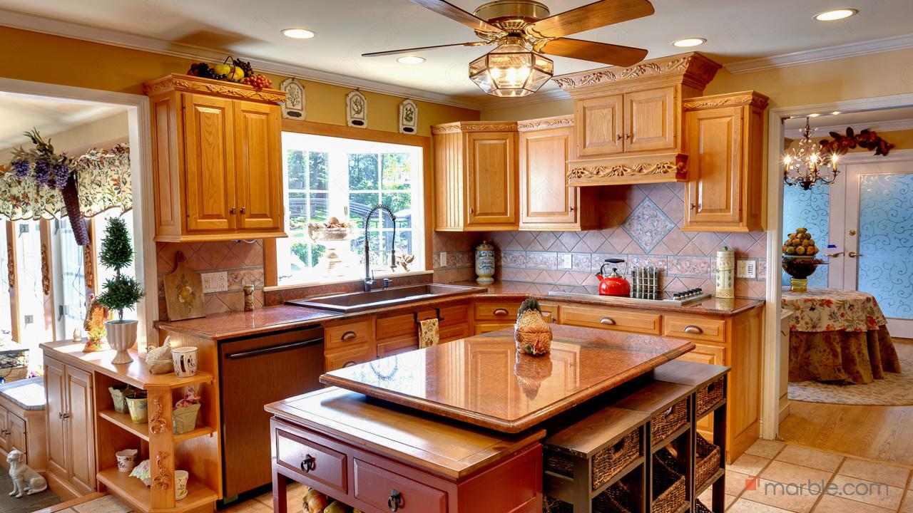 Charming stone countertops ‍exude durability and beauty​ in your country kitchen