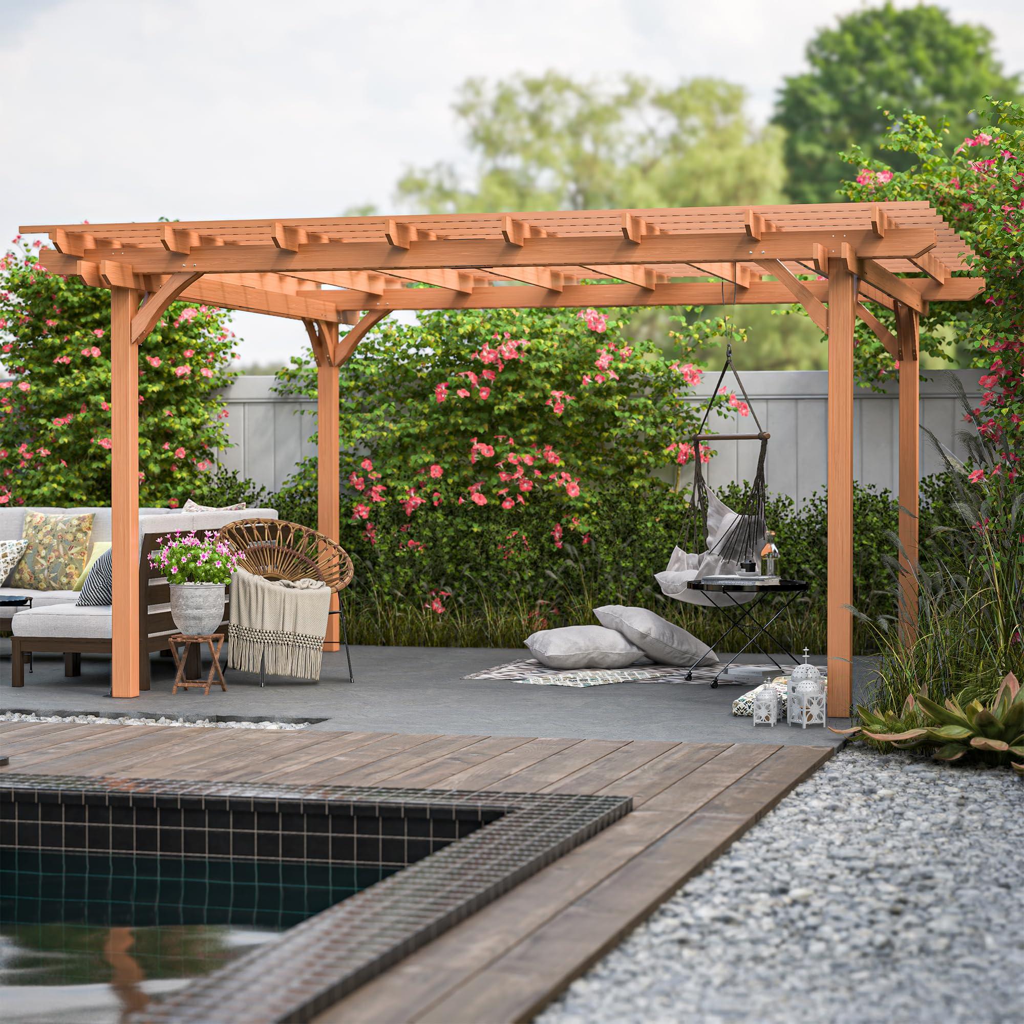 Build a ​wooden⁢ pergola for shade ‍and rustic charm in your backyard