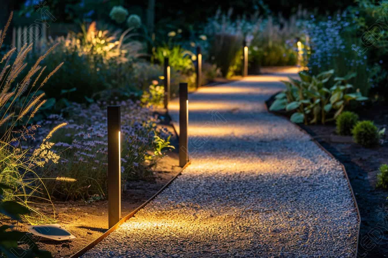 Install outdoor lighting to showcase features in your modern landscape design