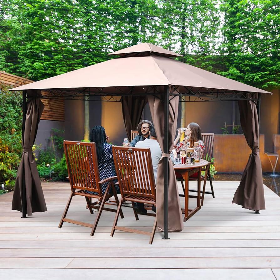 Add a gazebo for elegance and shelter from the elements in your backyard