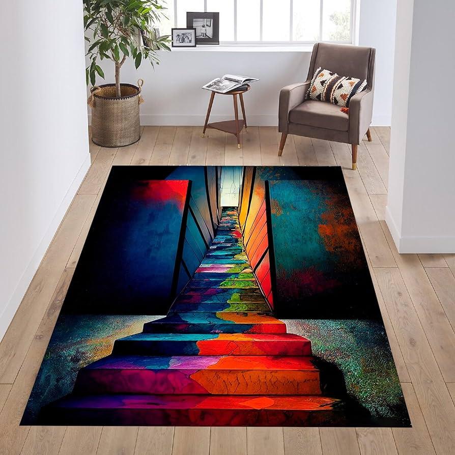 Lay down a colorful rug to warm up your Under Stairs Kitchen space