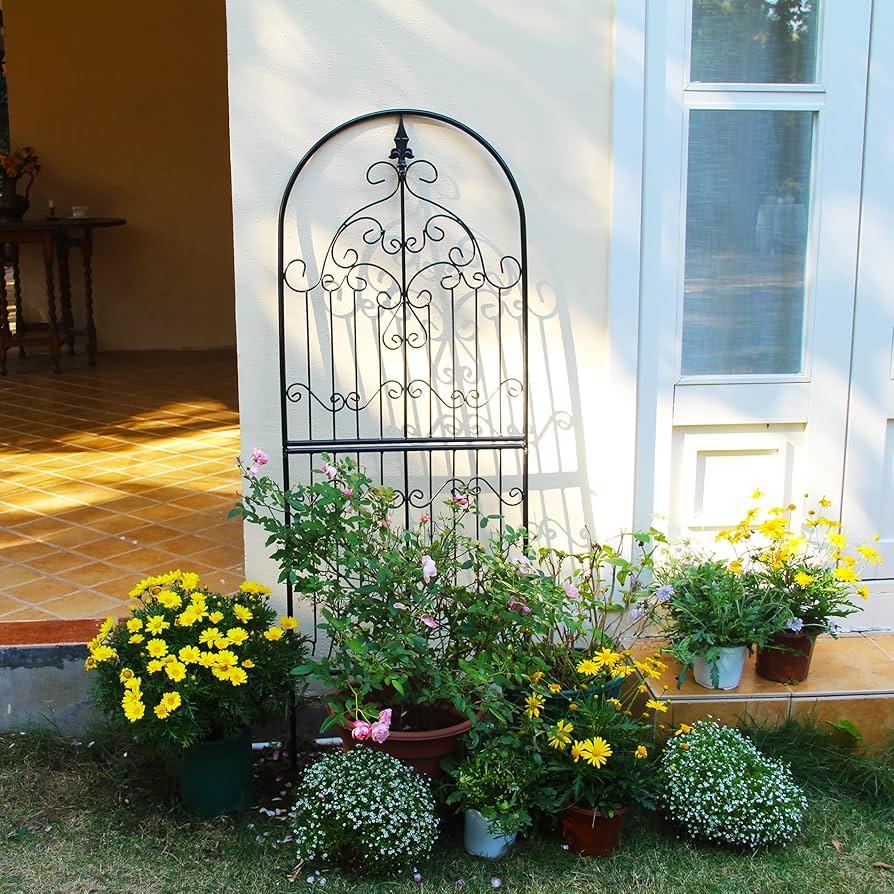 Use garden trellises to support climbing plants and elevate your backyard designs vertical space