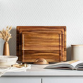 Handcrafted cutting boards add artisanal beauty to the country kitchen ​vibe