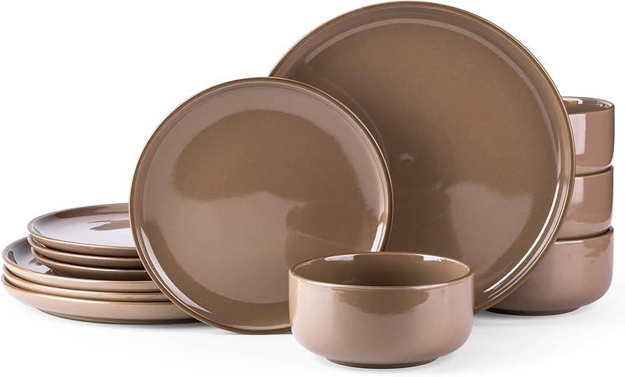 Pottery-style serving dishes for a rustic touch during family gatherings in your kitchen