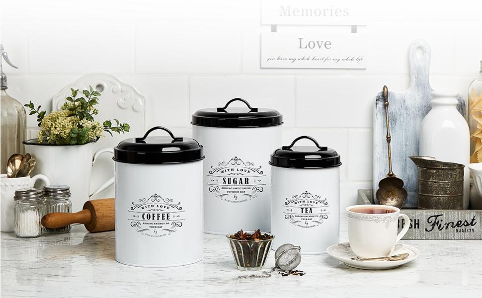 Decorative ​canisters ⁣keep your essentials within reach‌ in your farmhouse⁢ kitchen