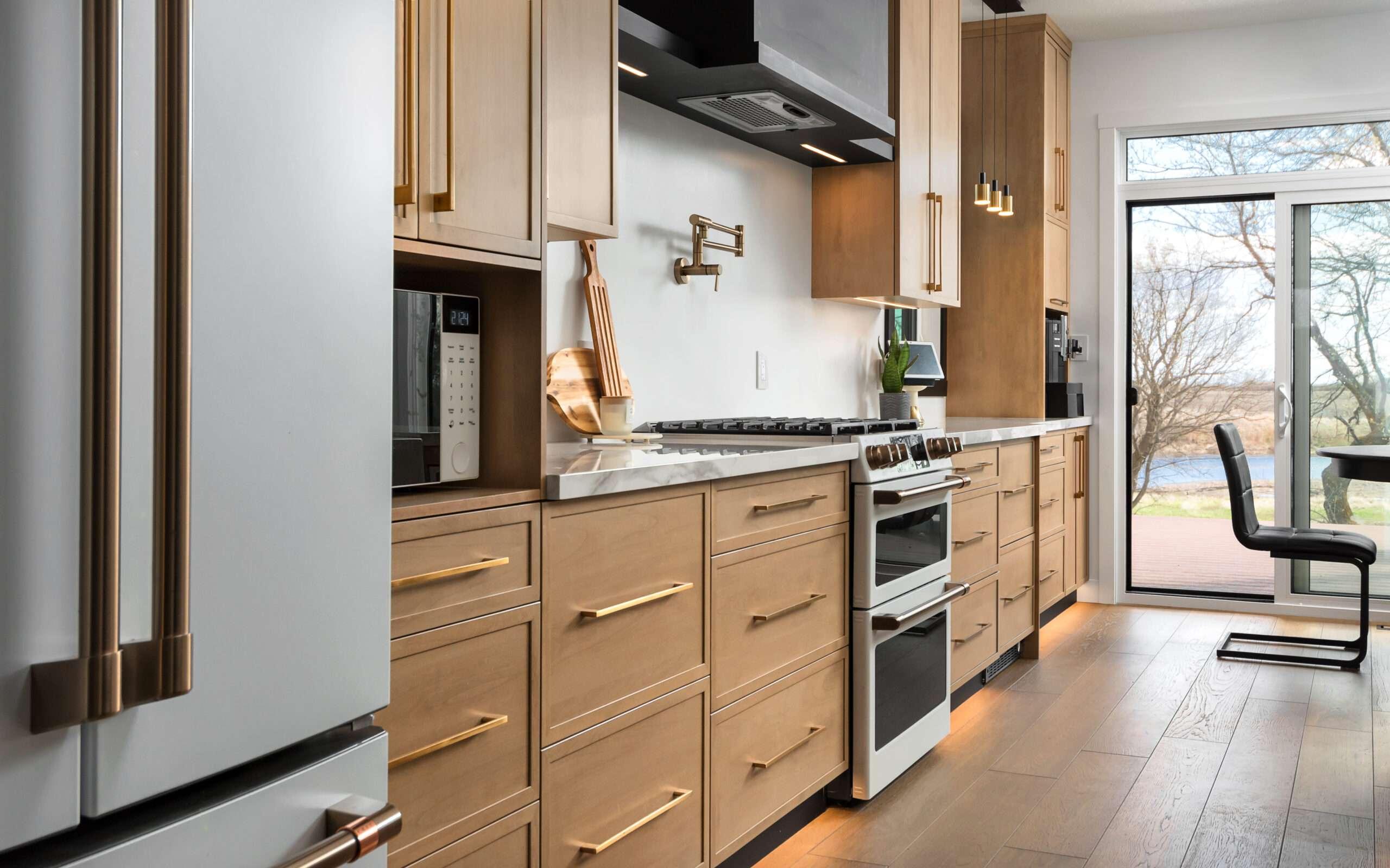 Install under-cabinet lighting to brighten up your under stairs kitchen workspace