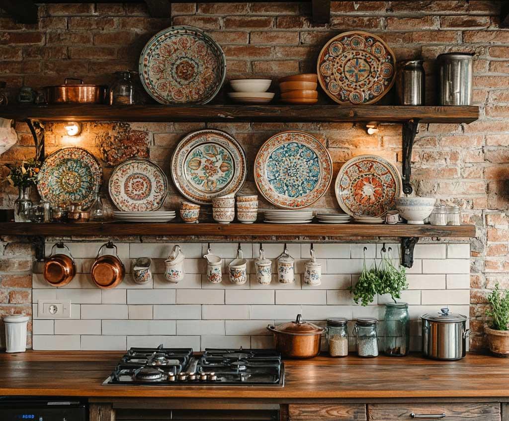 Handcrafted pottery adds unique charm in a⁢ country‌ kitchen decor