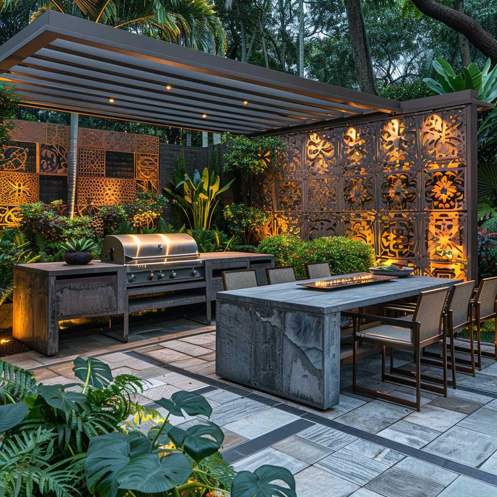 Metal​ accents: Industrial pieces bring a modern touch to your patio⁣ design