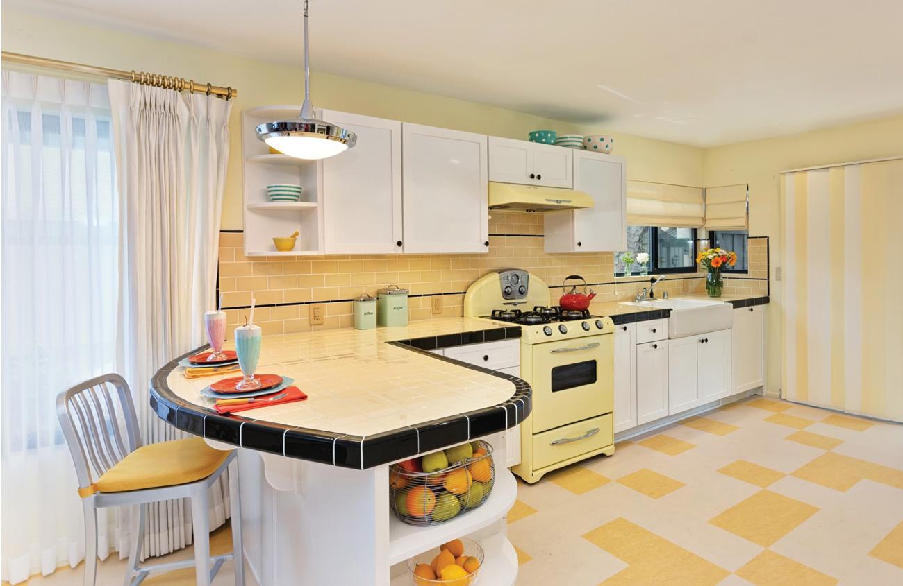 Vintage appliances blend functionality and style in a charming country kitchen