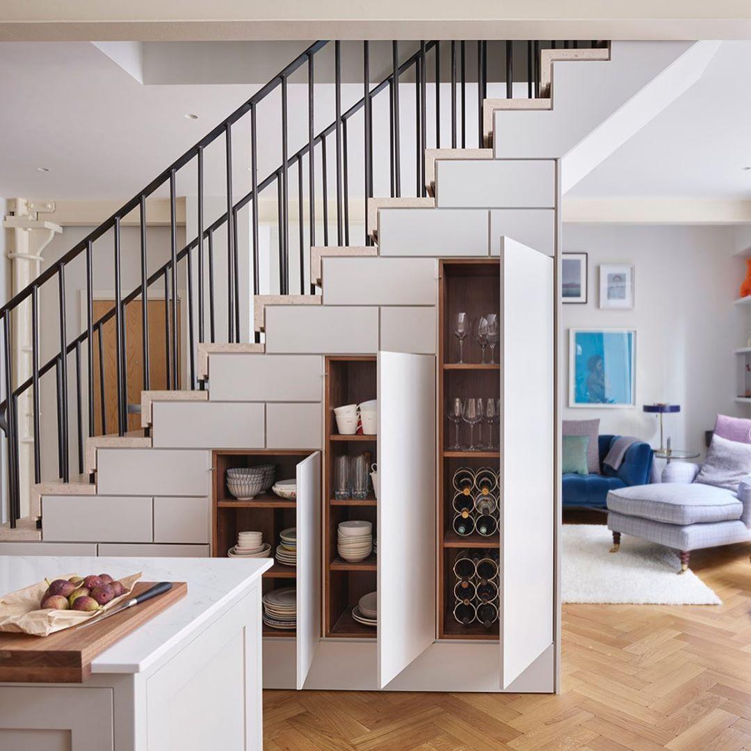 Incorporate pull-out drawers for easy access in your Under Stairs Kitchen