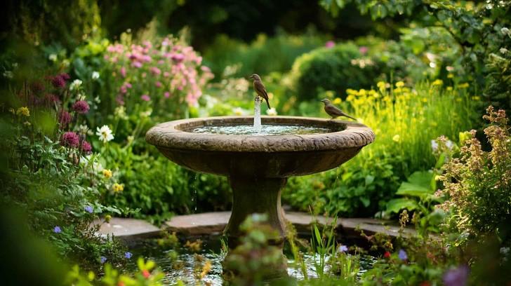 Set up a serene water feature ​to promote tranquility in your modern backyard