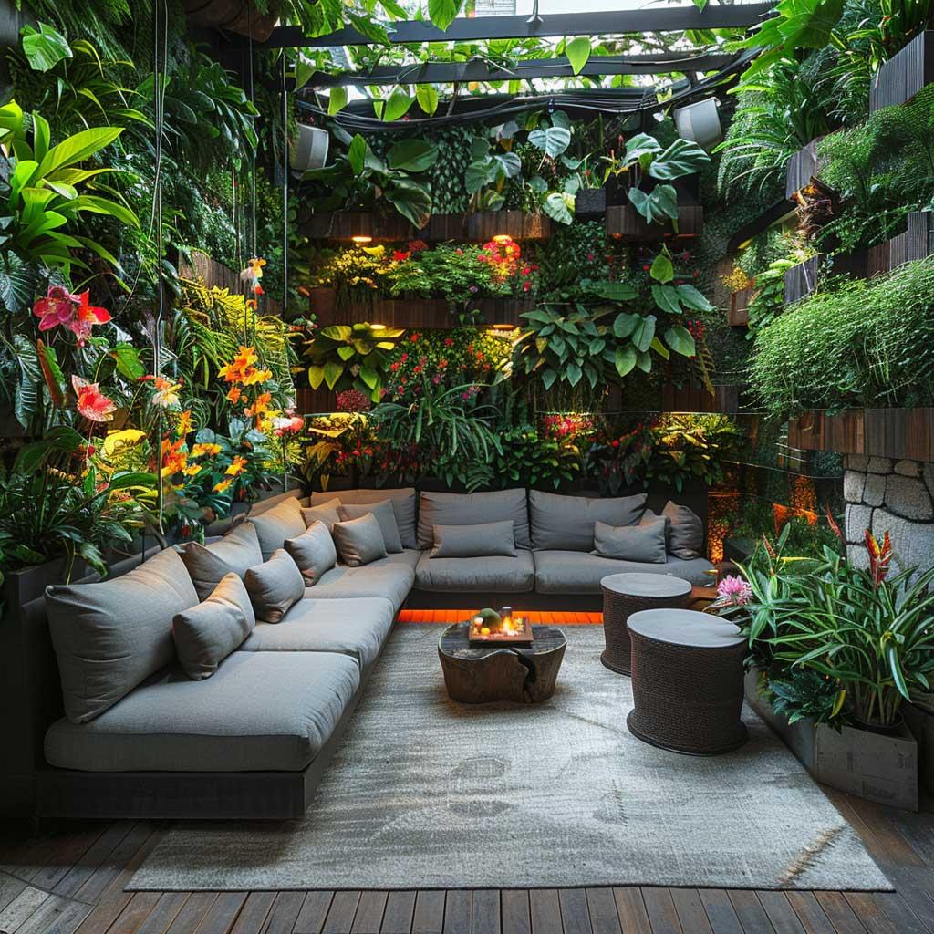 Embrace nature with a lush garden patio design that invites serenity