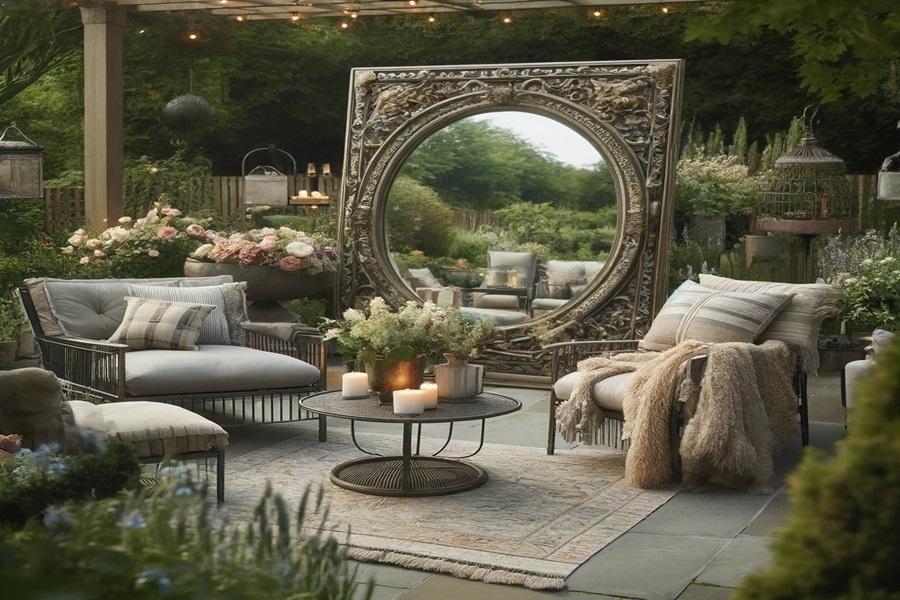 Use mirrors strategically to create the illusion of space in your backyard oasis